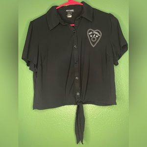 Hot Topic Not Today Ouija board planchette tie front button up top-MEDIUM